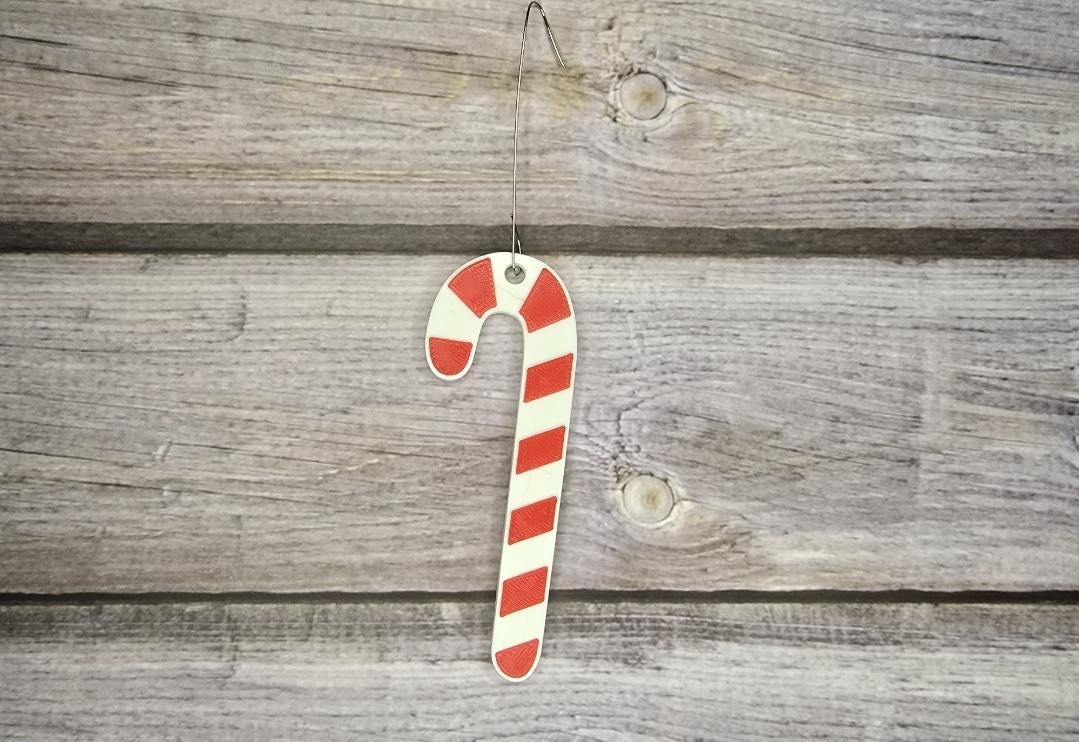 Festive 3D Printed Candy Cane Christmas Ornament - Unique Holiday Decor - Modern Christmas Tree Decoration - Gift Ready