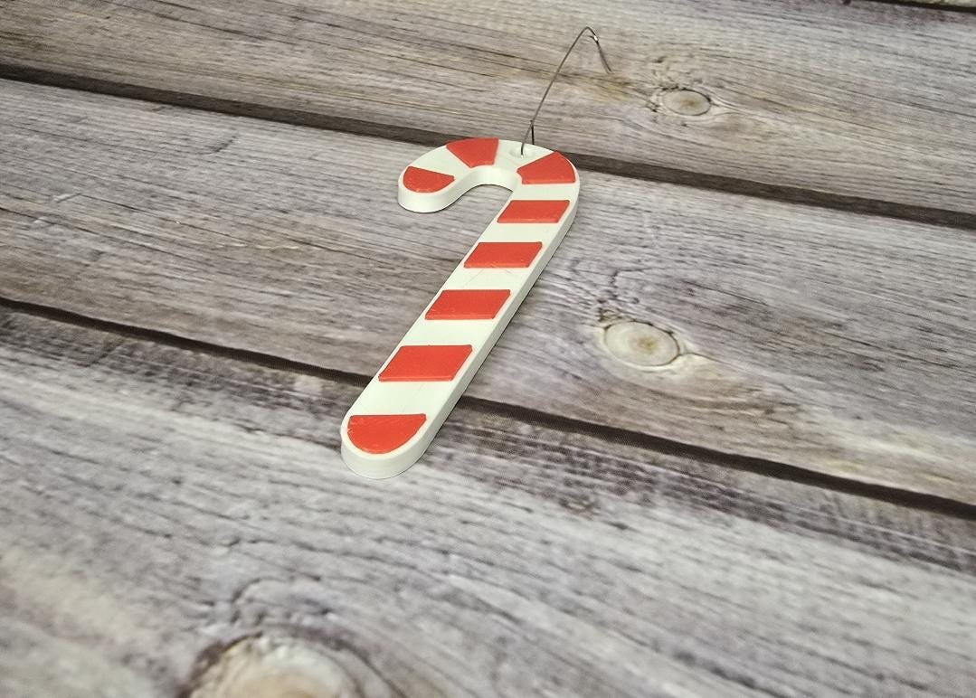 Festive 3D Printed Candy Cane Christmas Ornament - Unique Holiday Decor - Modern Christmas Tree Decoration - Gift Ready