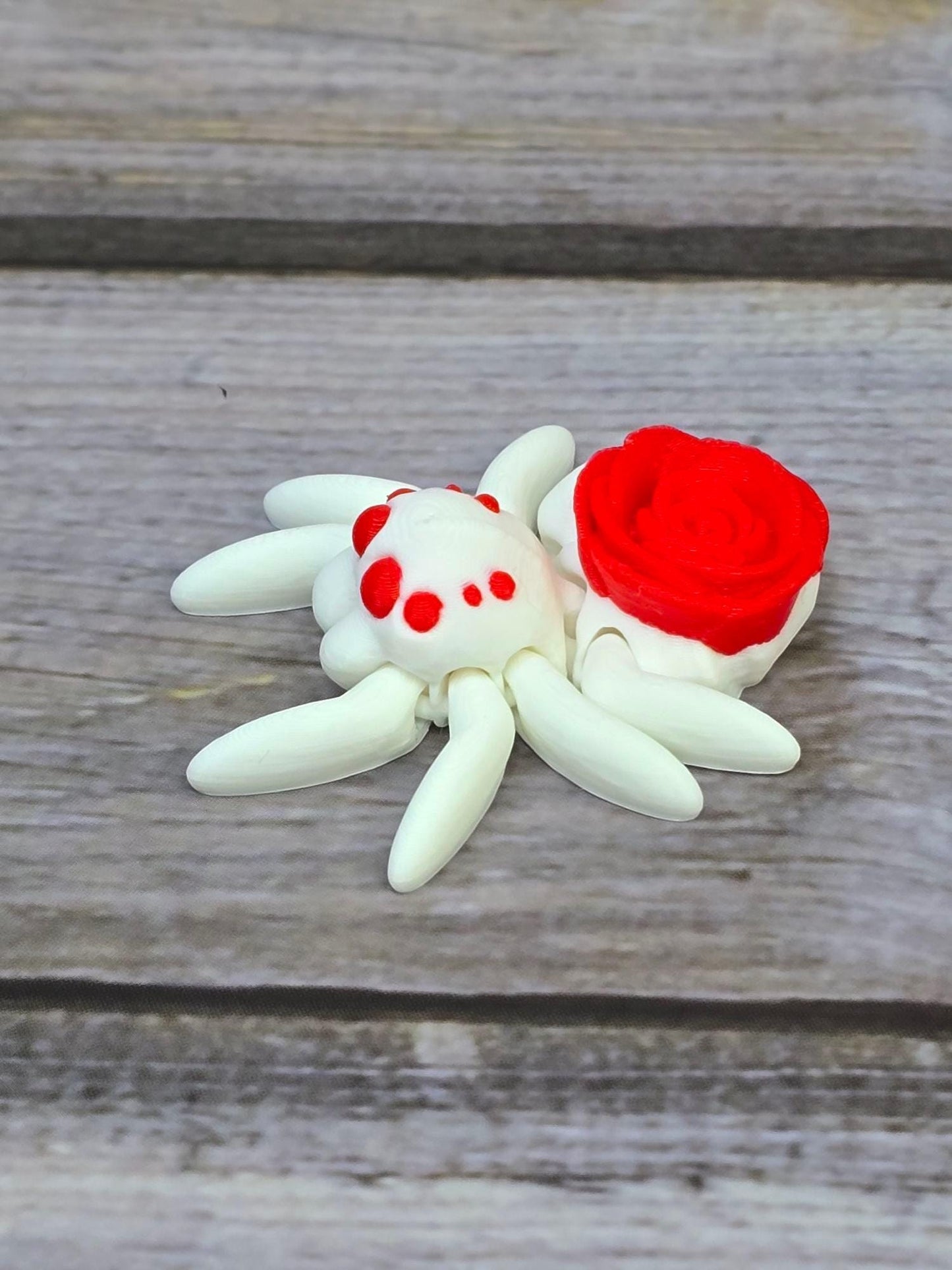 Valentine's Day Rose Spider Decor - Unique Gift, Handmade Cute Spider Ornament, Romantic Home Decor, Creepy-Cute Valentine's Decoration