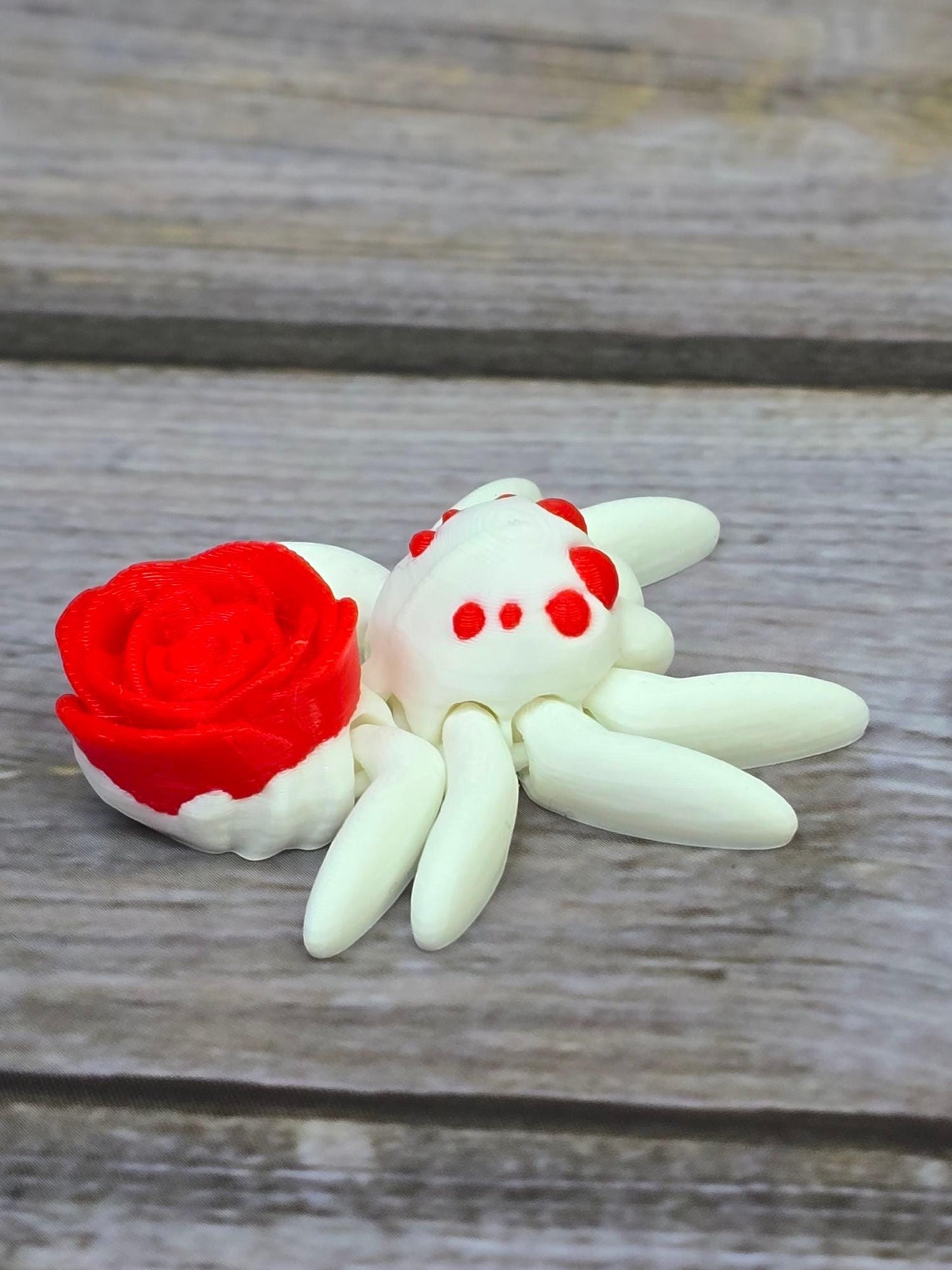 Valentine's Day Rose Spider Decor - Unique Gift, Handmade Cute Spider Ornament, Romantic Home Decor, Creepy-Cute Valentine's Decoration