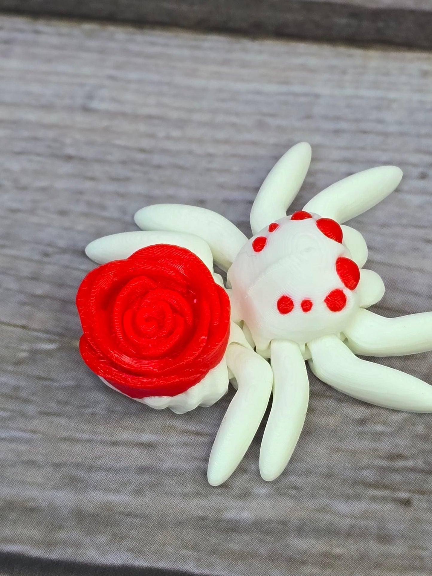 Valentine's Day Rose Spider Decor - Unique Gift, Handmade Cute Spider Ornament, Romantic Home Decor, Creepy-Cute Valentine's Decoration