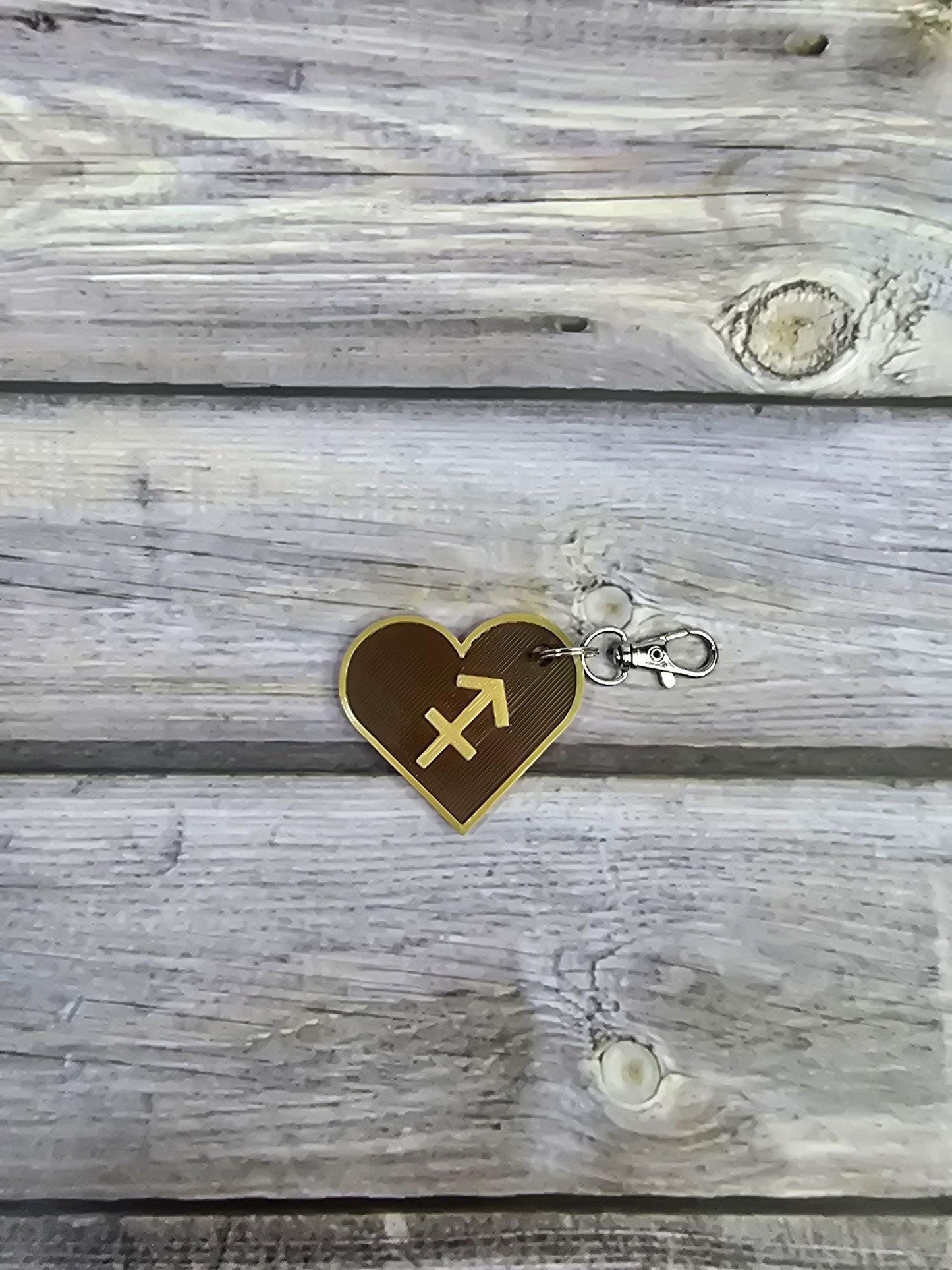 Sagittarius Zodiac Sign Heart Keychain – Astrology Gift, Sagittarius Charm, Star Sign Accessory, Sagittarius Birthday