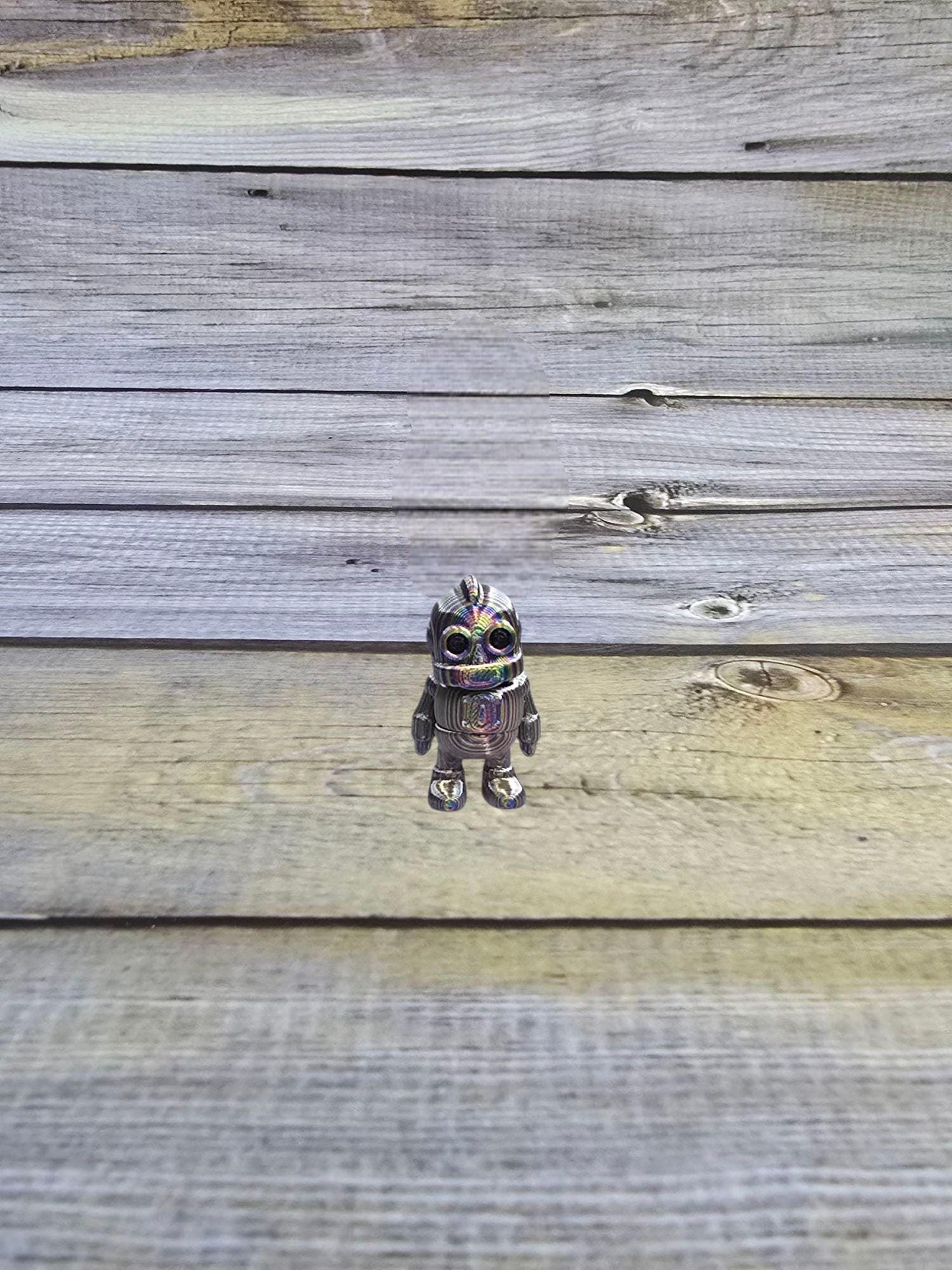3D Printed Robot Toy – Articulated Mini Robot Figure, Keychain, or Necklace – Rainbow PLA – Cute Retro Robot Collectible