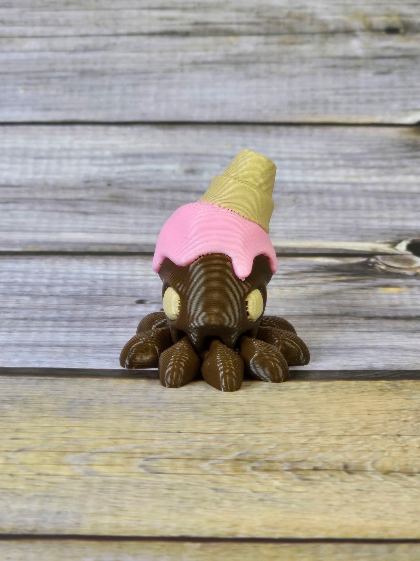 3D Printed Articulated Ice Cream Octopus – Cute Dessert Creature Collectible