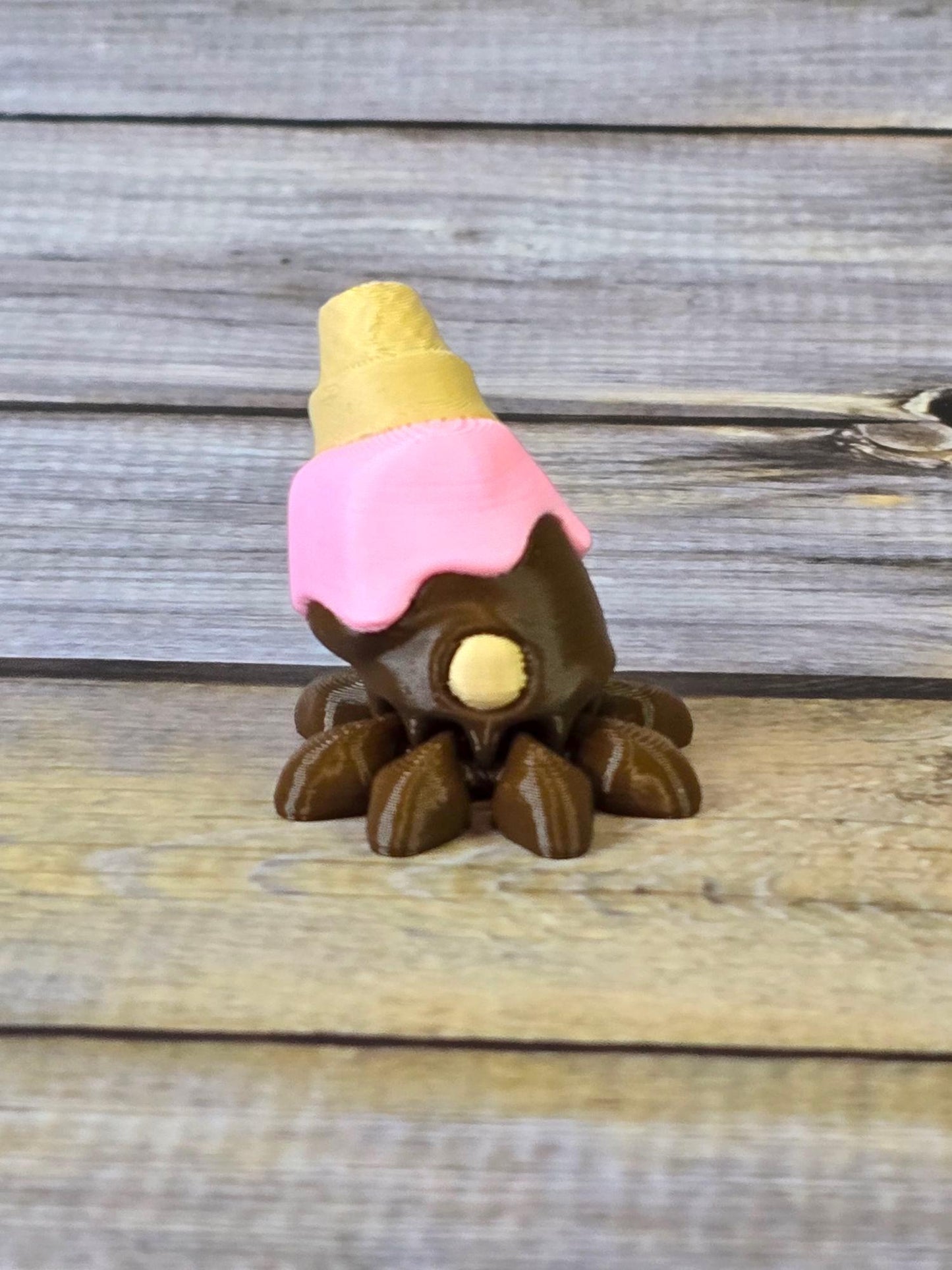 3D Printed Articulated Ice Cream Octopus – Cute Dessert Creature Collectible