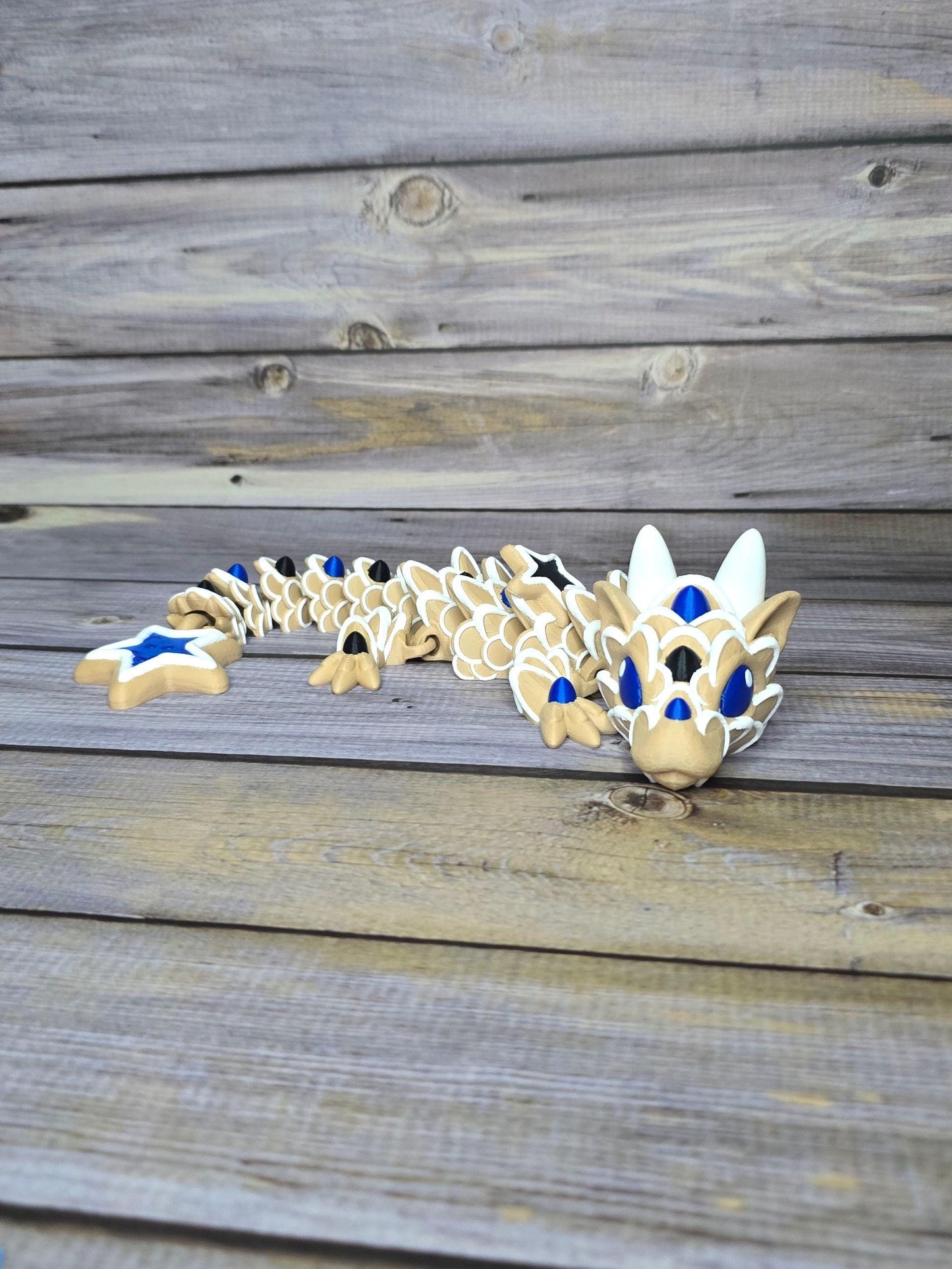 3D Printed Articulated Star Dragon β Poseable Fantasy Toy, Celestial Dragon Figure, Handmade Fidget Collectible
