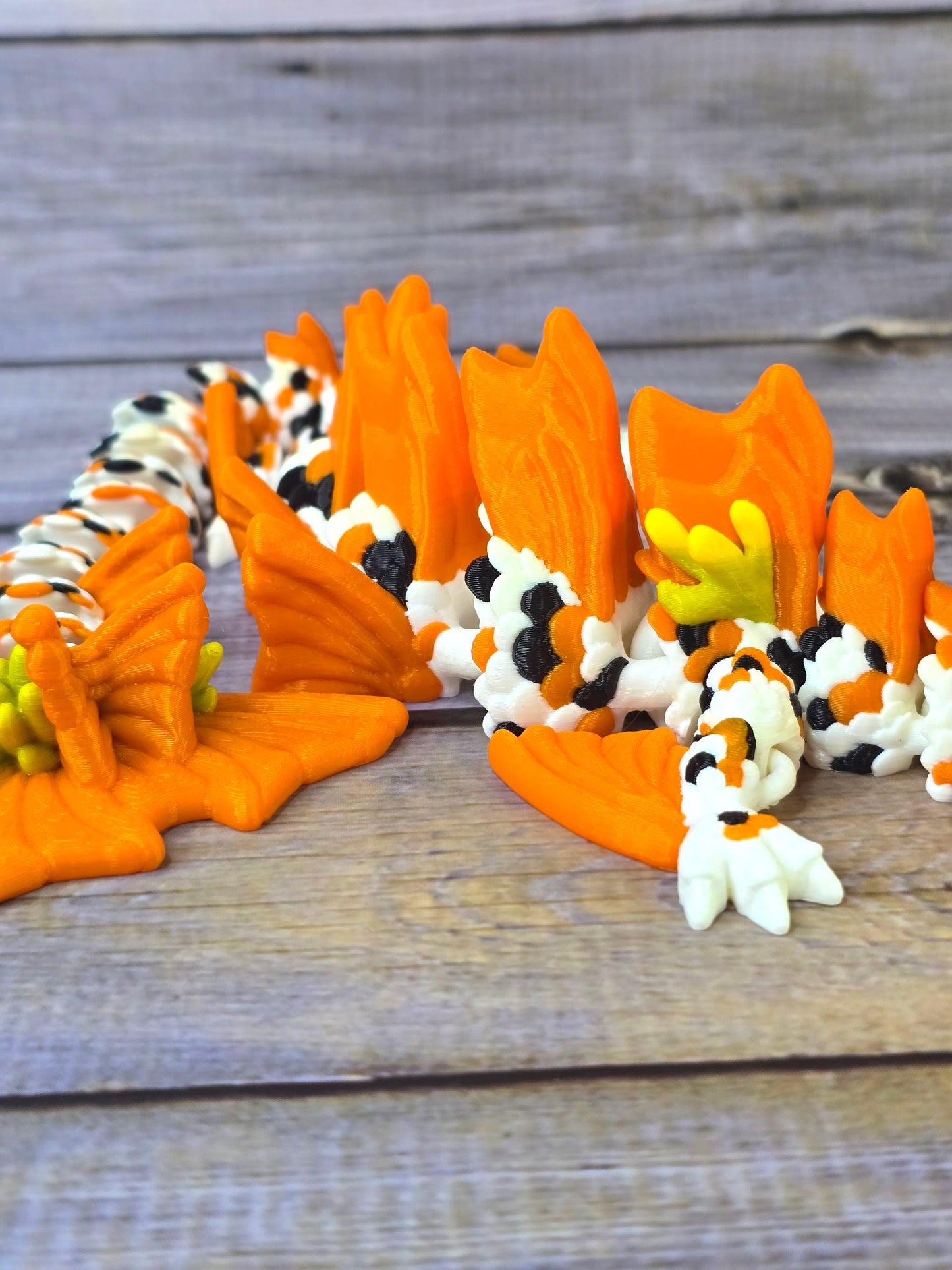 3D Printed Articulated Koi Dragon – Poseable Japanese Dragon Toy, Colorful Fantasy Collectible, Fidget Desk Pet