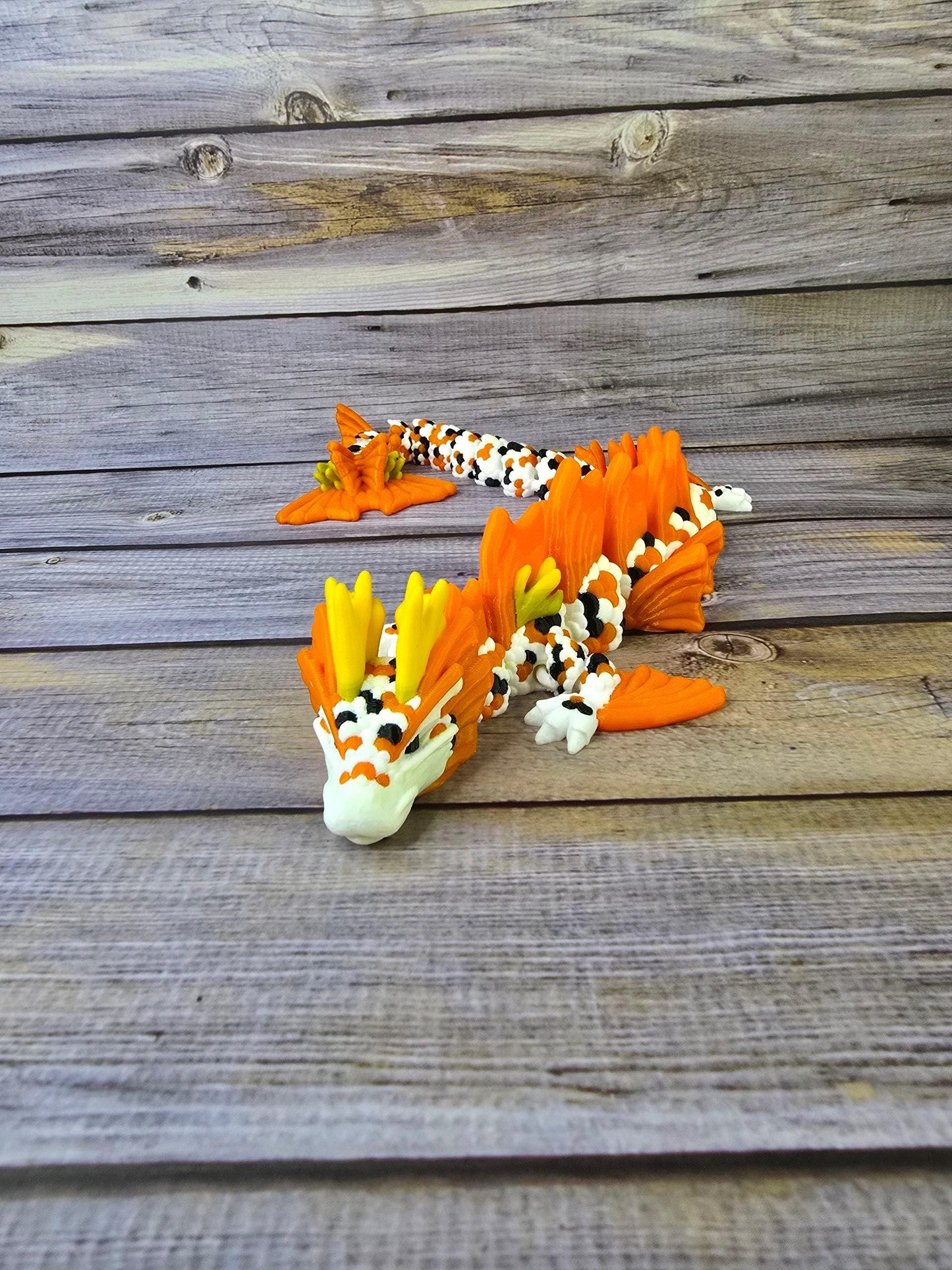 3D Printed Articulated Koi Dragon – Poseable Japanese Dragon Toy, Colorful Fantasy Collectible, Fidget Desk Pet