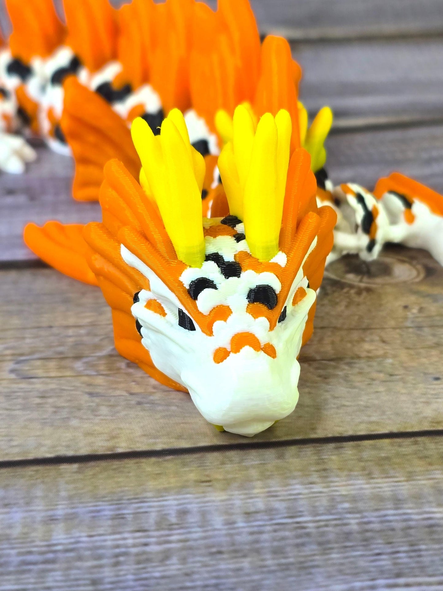3D Printed Articulated Koi Dragon – Poseable Japanese Dragon Toy, Colorful Fantasy Collectible, Fidget Desk Pet