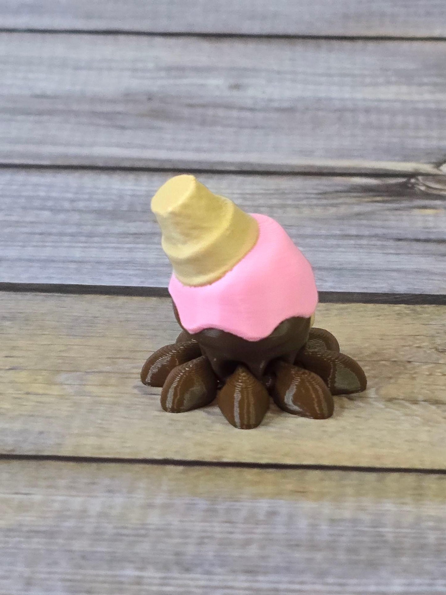 3D Printed Articulated Ice Cream Octopus – Cute Dessert Creature Collectible