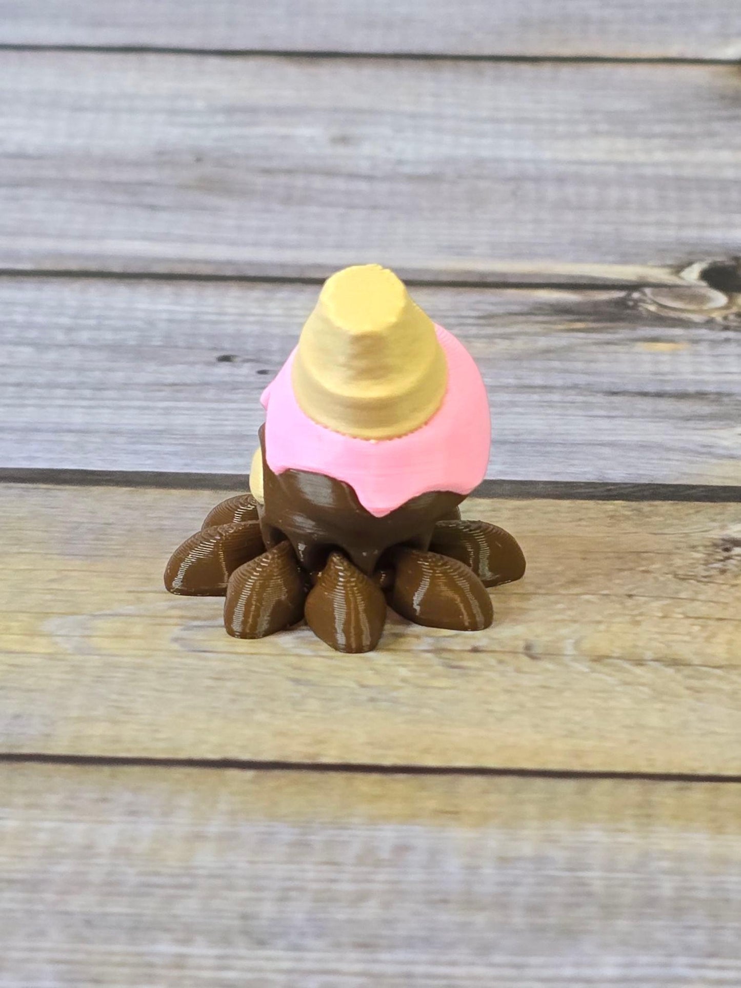 3D Printed Articulated Ice Cream Octopus – Cute Dessert Creature Collectible