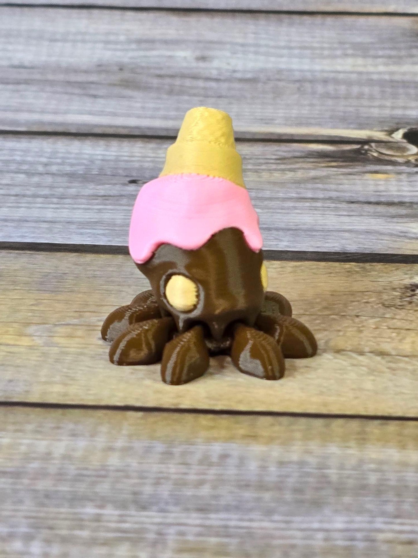 3D Printed Articulated Ice Cream Octopus – Cute Dessert Creature Collectible