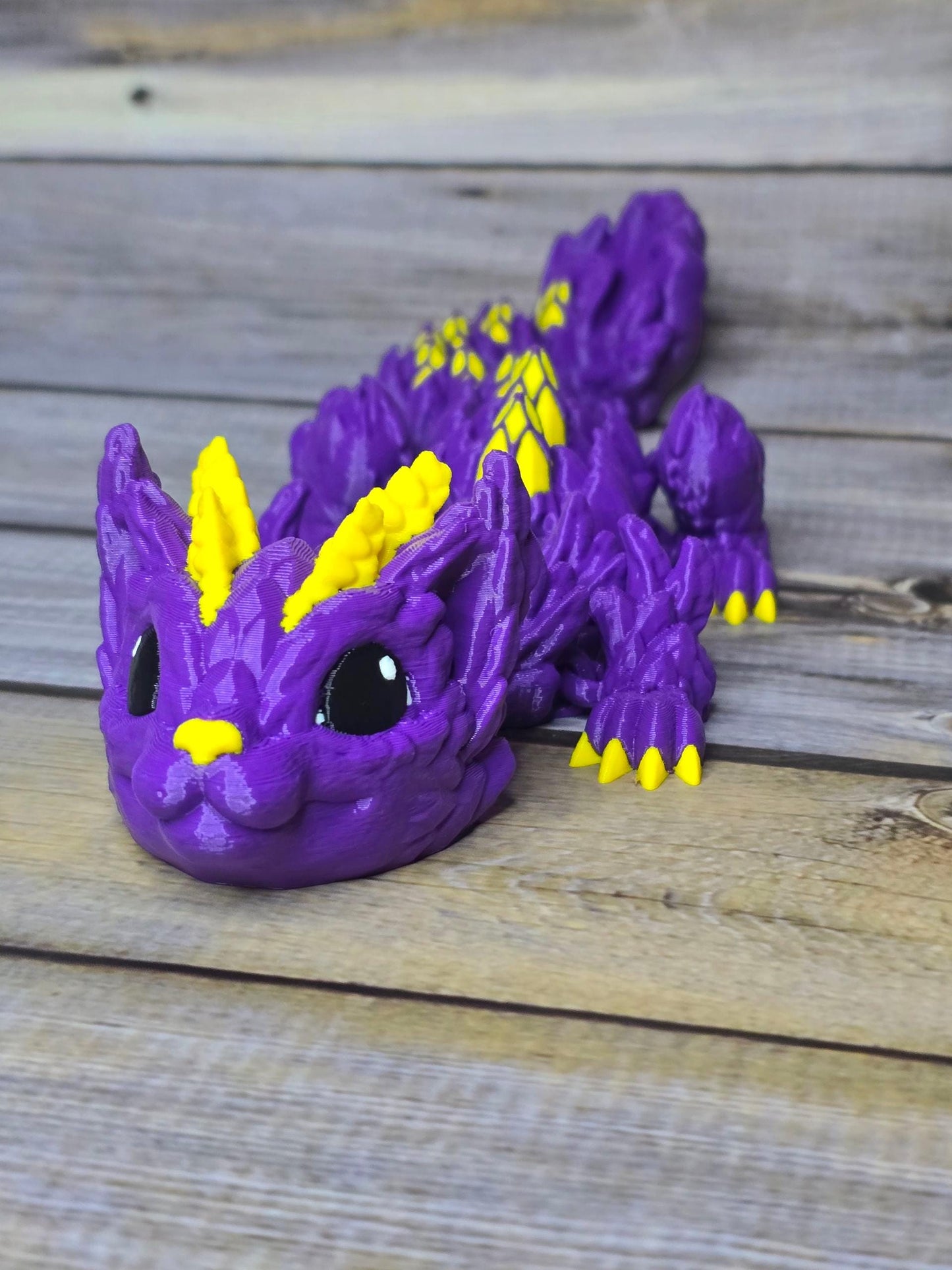3D Printed Articulated Cat Dragon | Flexible Fantasy Creature Toy | Cute Desk Pet or Collectible