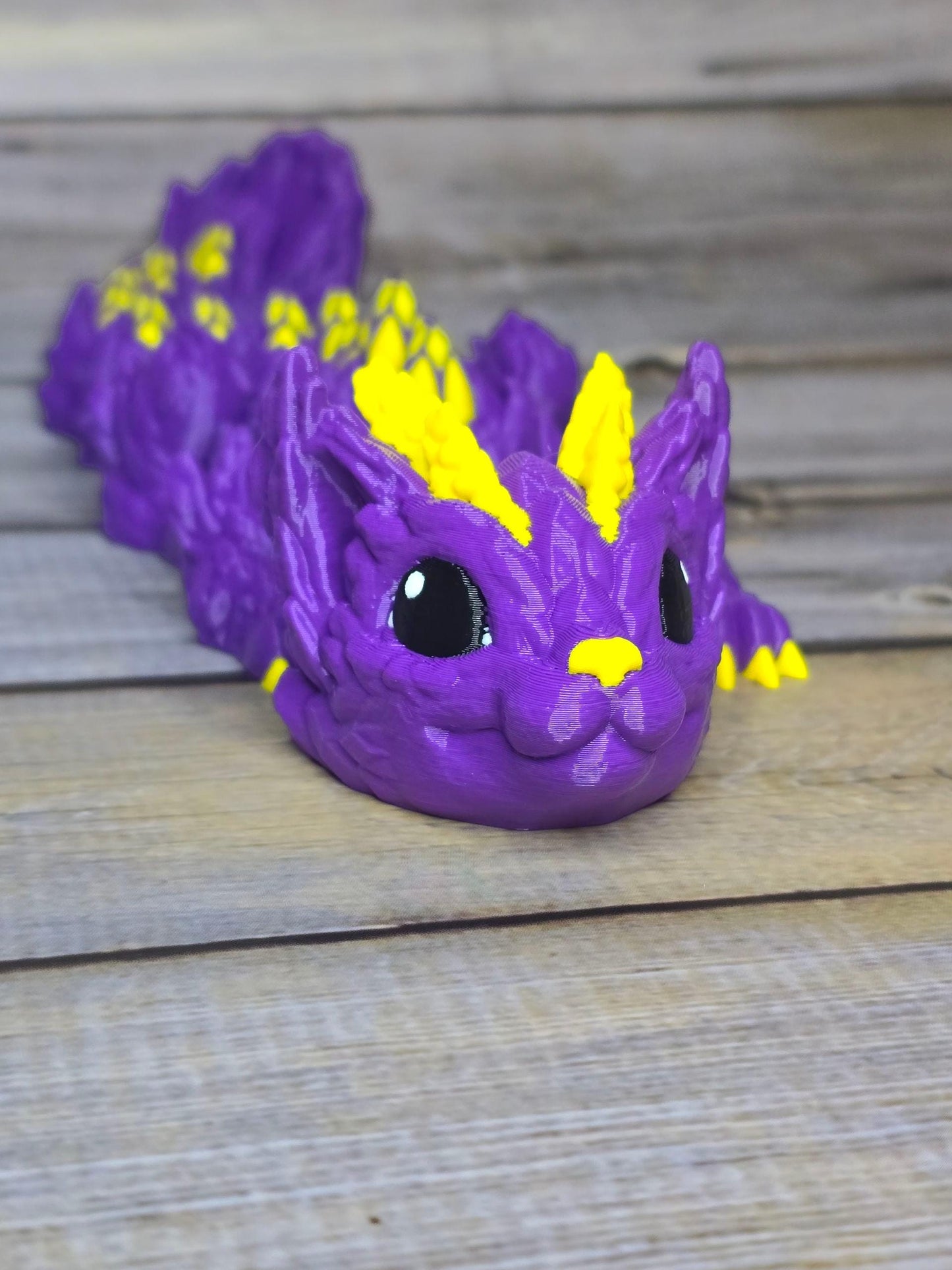 3D Printed Articulated Cat Dragon | Flexible Fantasy Creature Toy | Cute Desk Pet or Collectible