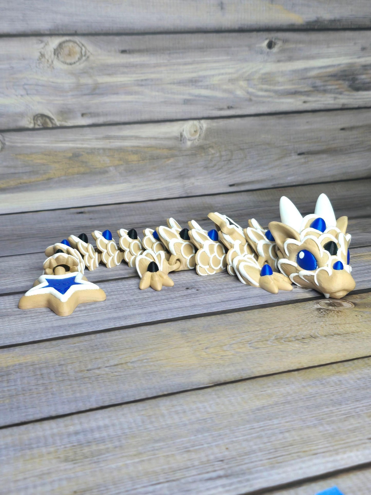3D Printed Articulated Star Dragon β Poseable Fantasy Toy, Celestial Dragon Figure, Handmade Fidget Collectible