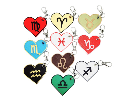 Zodiac Heart Keychain