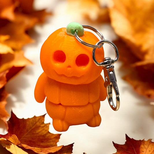 Mini Pumpkin Keychain - 3D Printed Halloween Decor