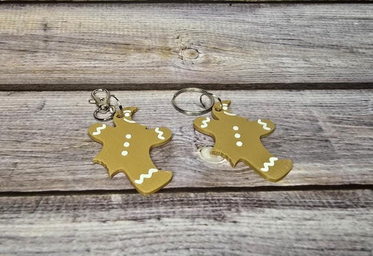 3D Printed Gingerbread Man Keychain – Cute Holiday Accessory, Unique Christmas Gift, Stocking Stuffer Idea