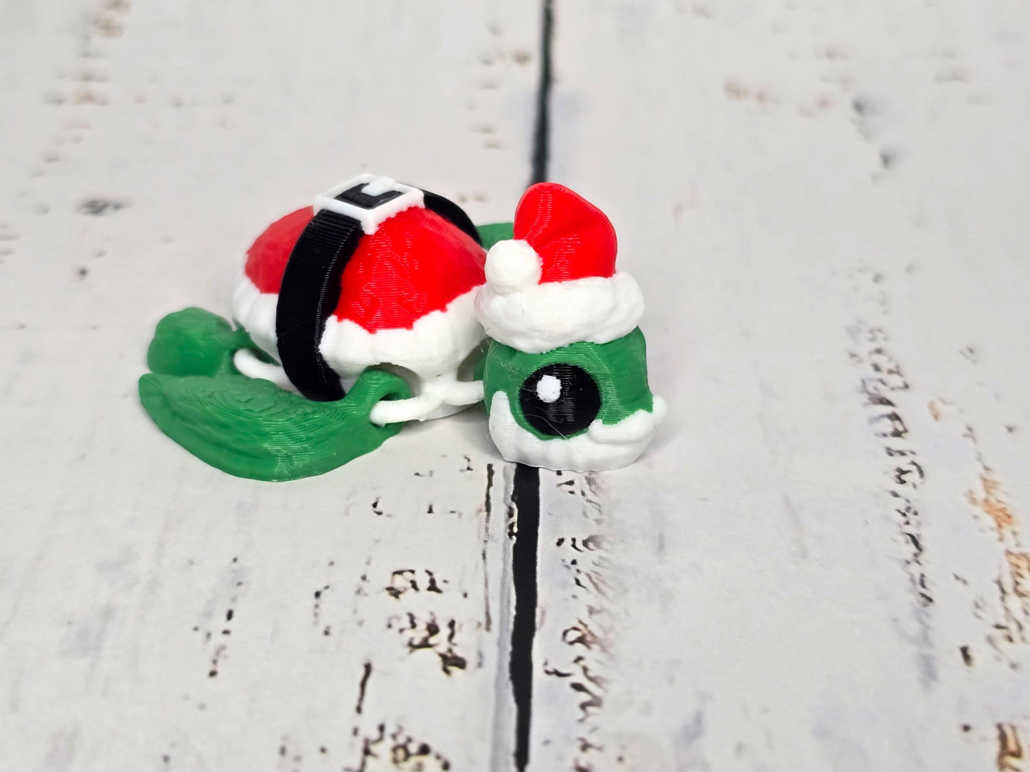 3D Printed Santa Turtle Figurine - Holiday Decor, Unique Christmas Gift, Cute Festive Turtle Ornament