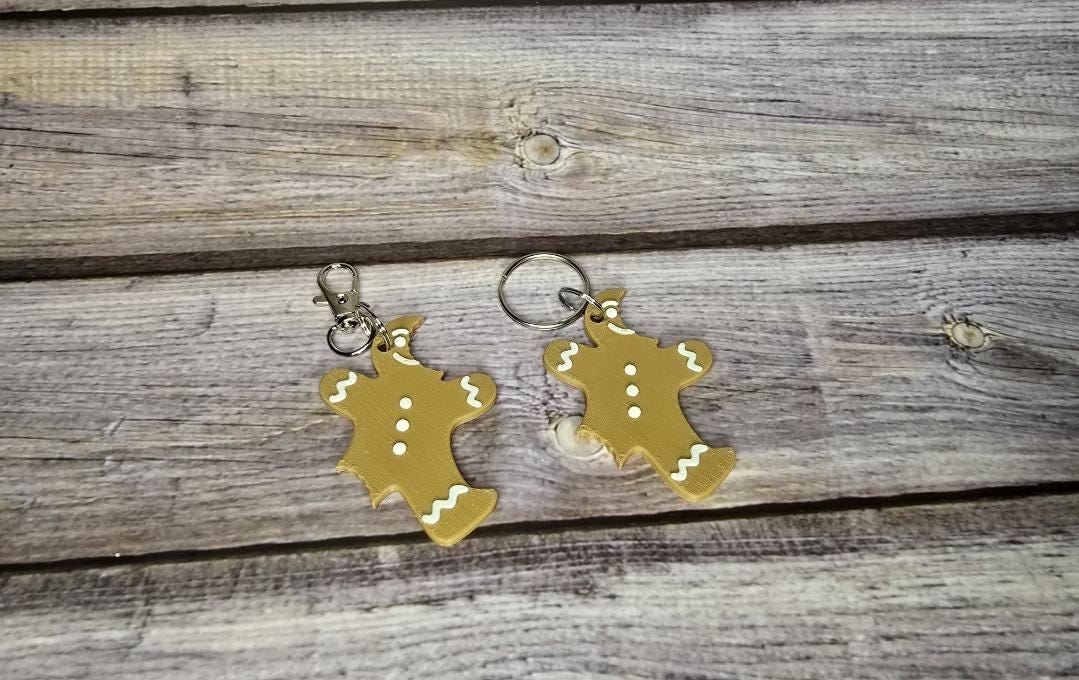 3D Printed Gingerbread Man Keychain – Cute Holiday Accessory, Unique Christmas Gift, Stocking Stuffer Idea