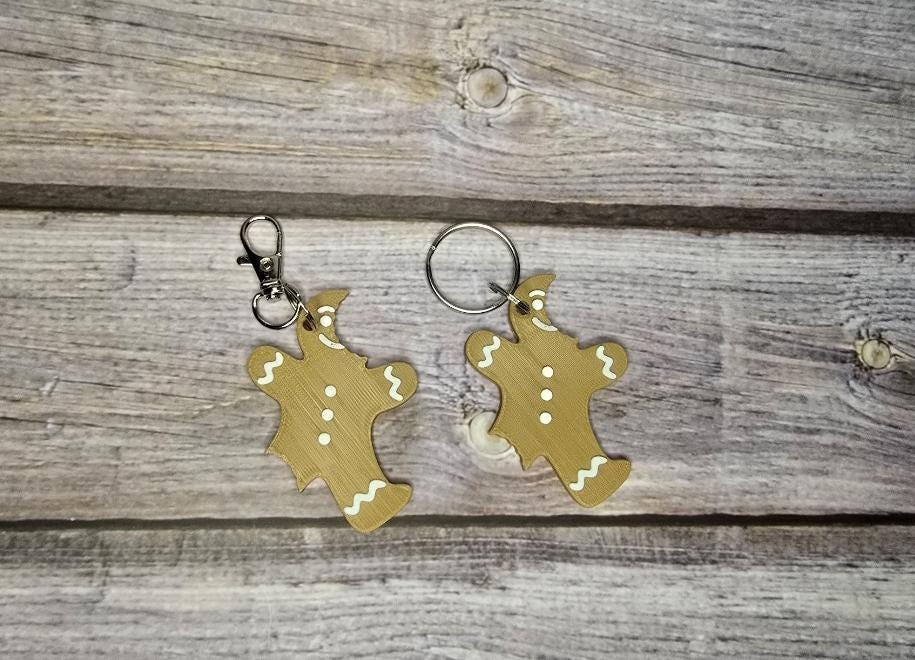 3D Printed Gingerbread Man Keychain – Cute Holiday Accessory, Unique Christmas Gift, Stocking Stuffer Idea