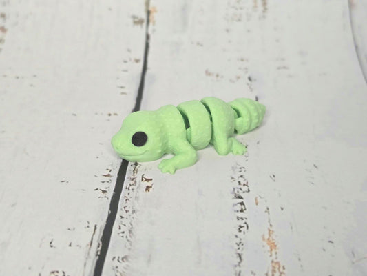 3D Printed Mini Articulated Baby Leopard Gecko - Flexible, Poseable Reptile Toy, Cute Desk Decor or Gift