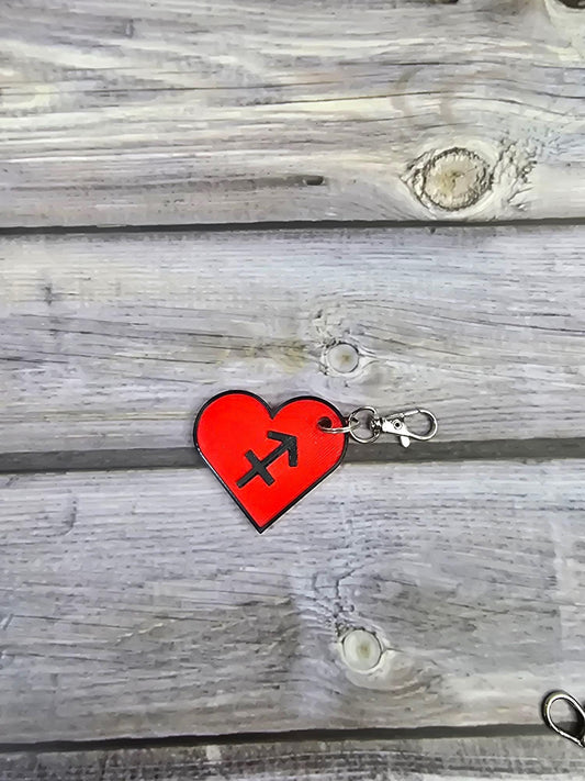 Sagittarius Zodiac Sign Heart Keychain – Astrology Gift, Sagittarius Charm, Star Sign Accessory, Sagittarius Birthday