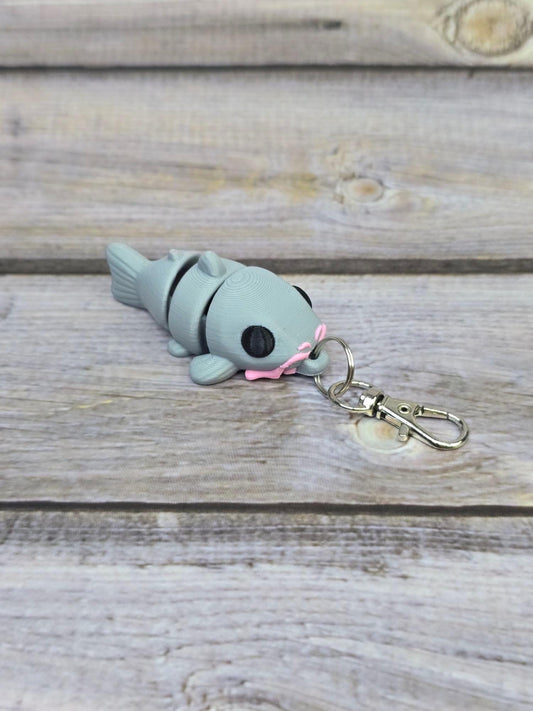 Baby Catfish Articulated Mini Figurine – 3D Printed Collectible Toy – Cute Flexible Desk Pet – Aquarium Lover Gift