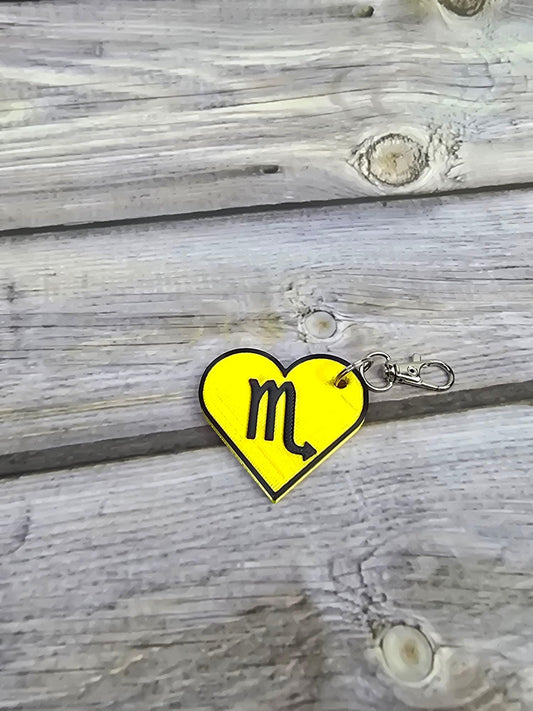 Scorpio Zodiac Sign Heart Keychain - Astrological Gift, Custom Birthstone Charm, Perfect for Scorpio Lovers