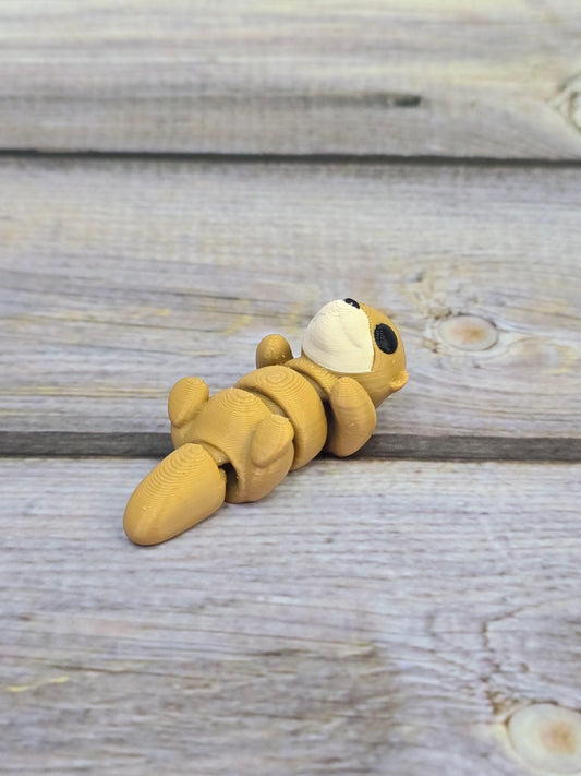 Articulated 3D Printed Baby Otter – Belly Up Pose – Cute Fidget Toy – Adorable Otter Figurine – Desk Companion – Gift for Animal Lovers