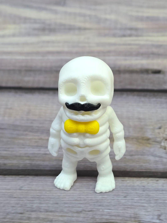3D Printed Articulated Skeleton – Handcrafted, Poseable Skeleton Figurine, Unique Nursery Decor, Gift for Spooky Lovers