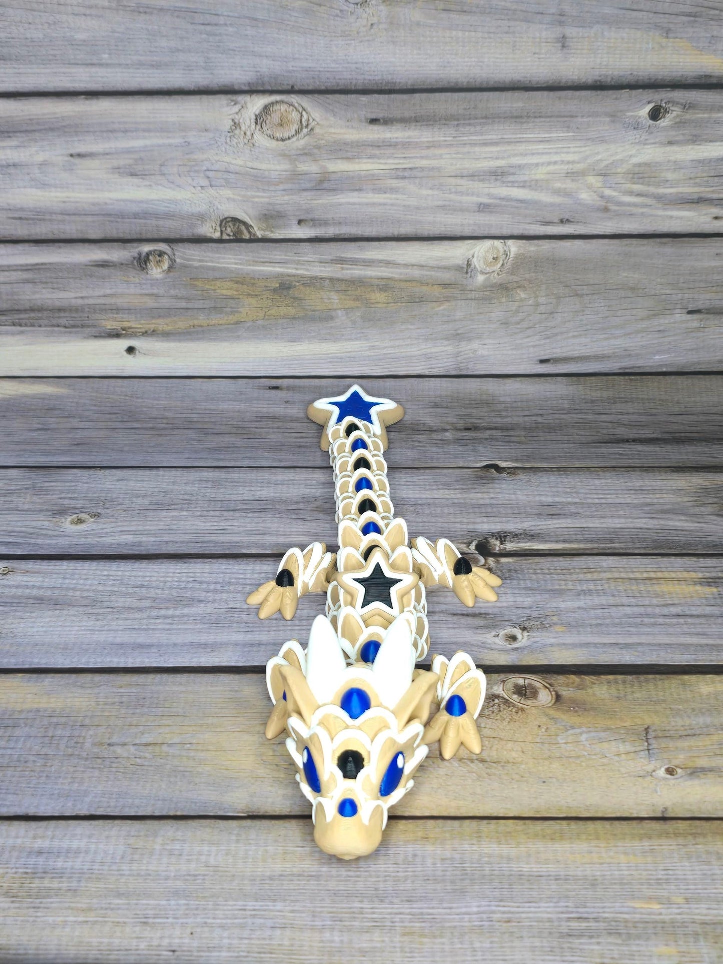 3D Printed Articulated Star Dragon – Poseable Fantasy Toy, Celestial Dragon Figure, Handmade Fidget Collectible