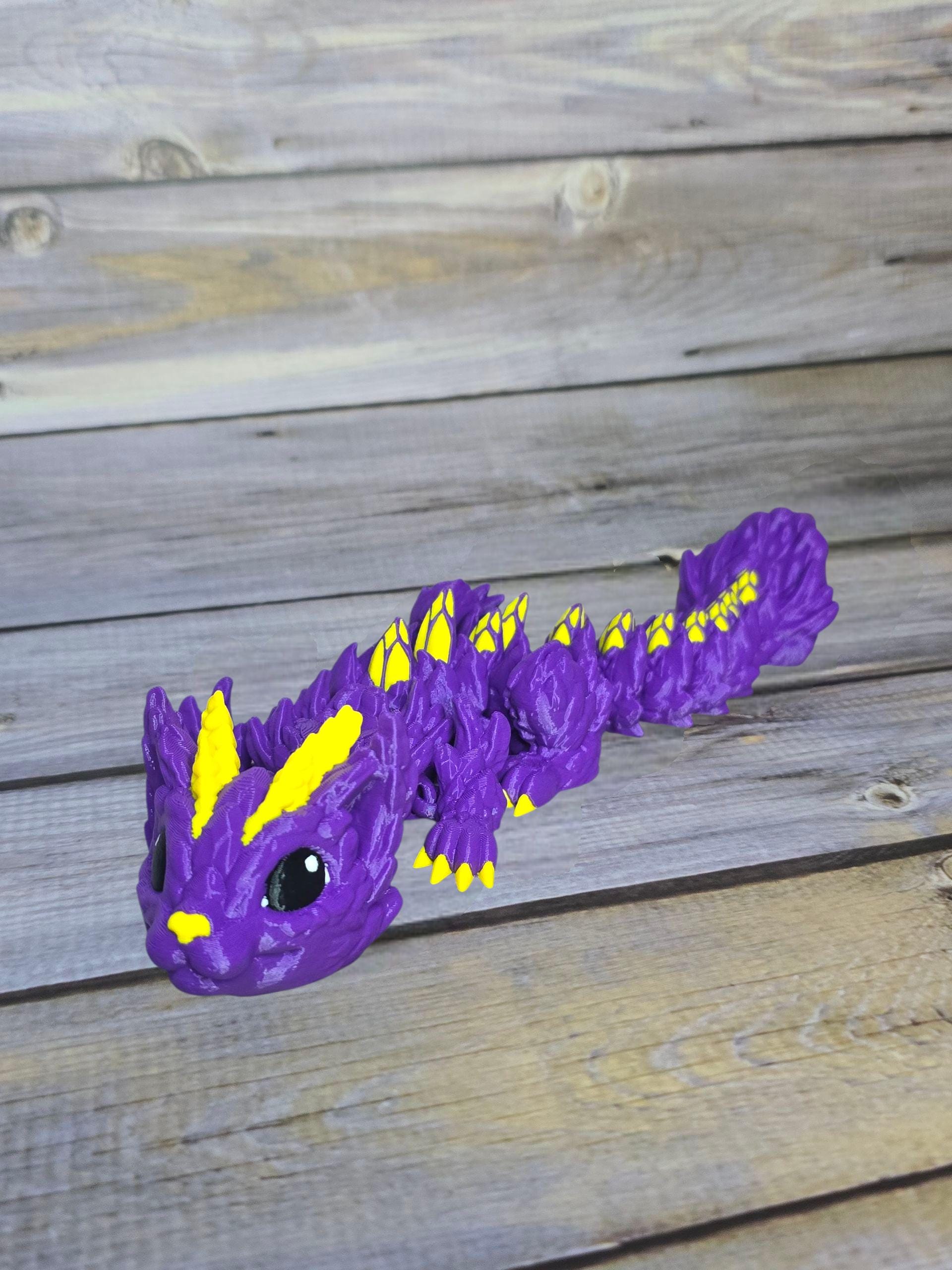 3D Printed Articulated Cat Dragon | Flexible Fantasy Creature Toy | Cute Desk Pet or Collectible