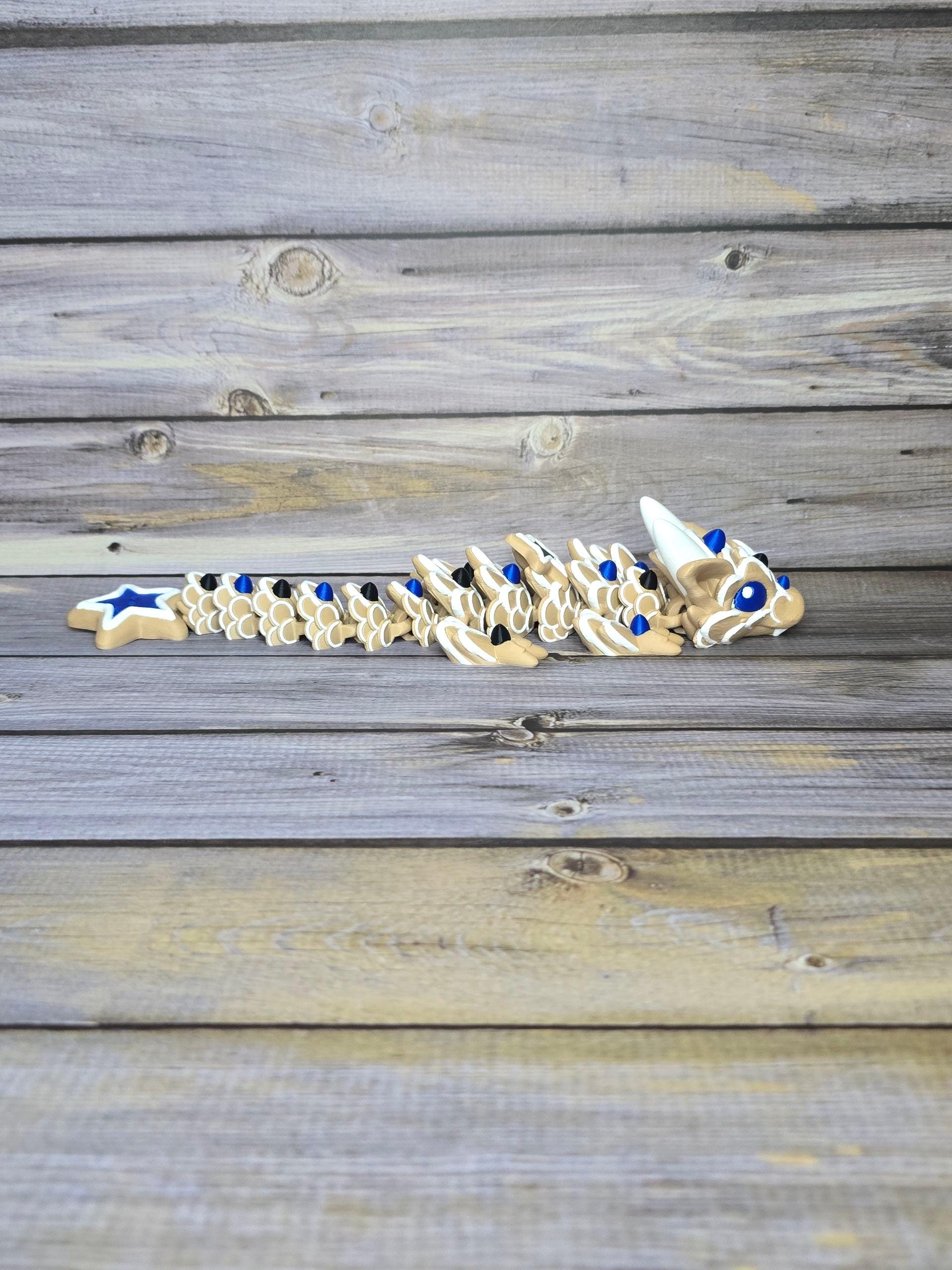 3D Printed Articulated Star Dragon – Poseable Fantasy Toy, Celestial Dragon Figure, Handmade Fidget Collectible