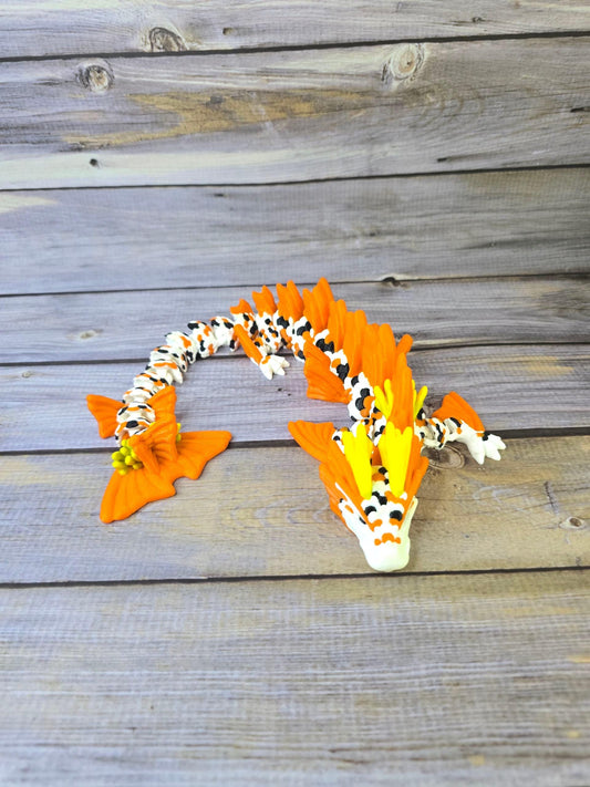 3D Printed Articulated Koi Dragon – Poseable Japanese Dragon Toy, Colorful Fantasy Collectible, Fidget Desk Pet