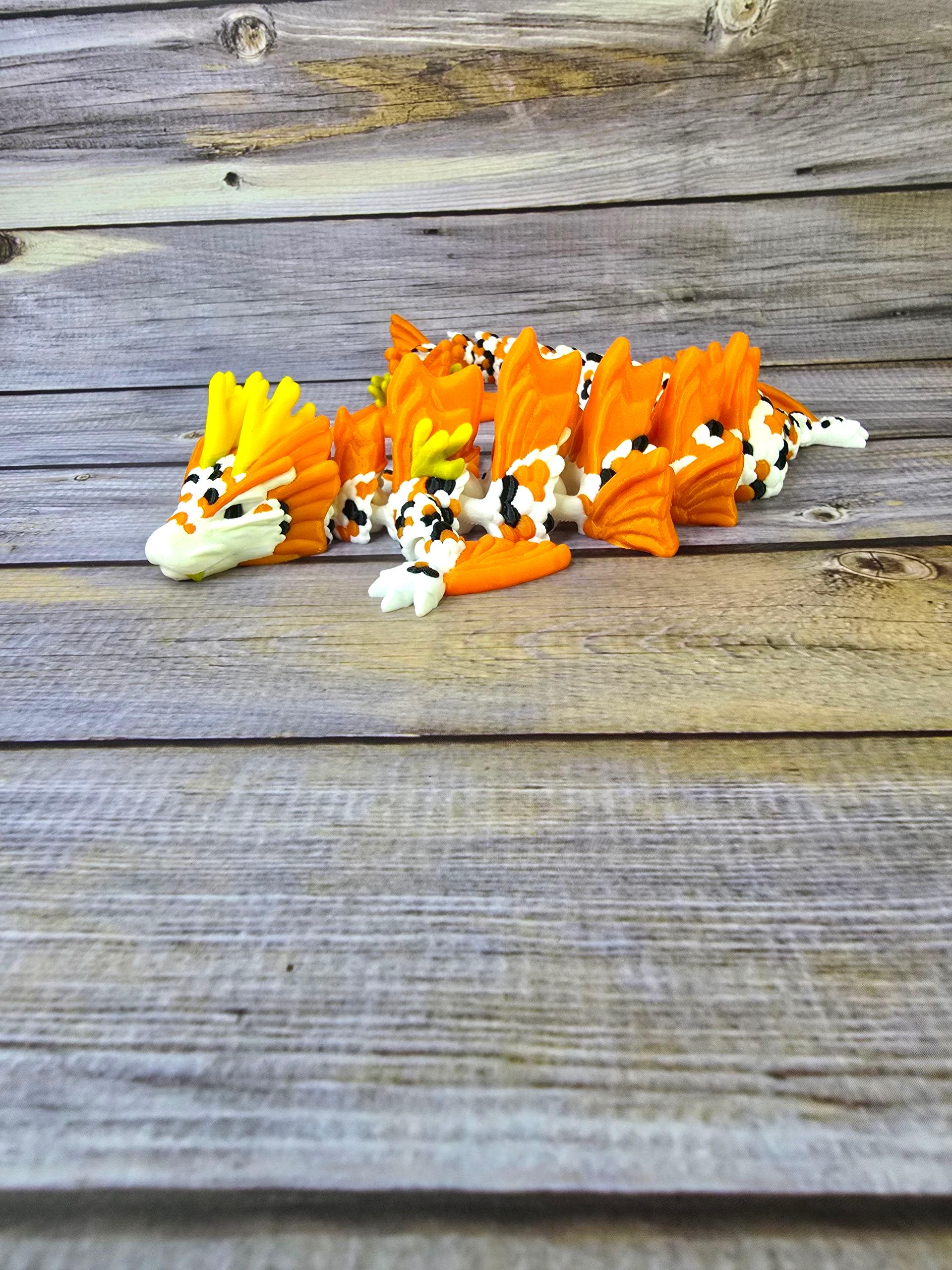 3D Printed Articulated Koi Dragon – Poseable Japanese Dragon Toy, Colorful Fantasy Collectible, Fidget Desk Pet